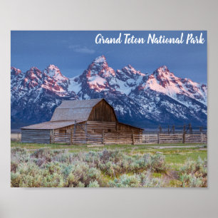 Grand Teton nationalpark Wyoming Mountains Barn Poster