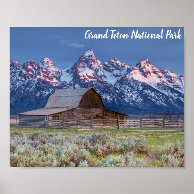 Grand Teton nationalpark Wyoming Mountains Barn Poster (Framsidan)