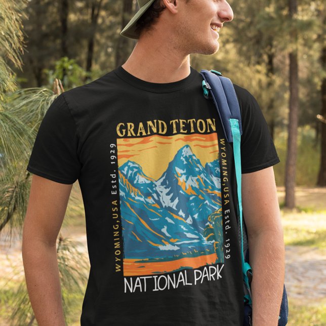 Grand Teton nationalpark Wyoming Retro Distress T Shirt (Skapare uppladdad)