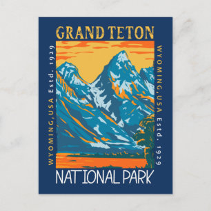 Grand Teton nationalpark Wyoming Retro Distress Vykort