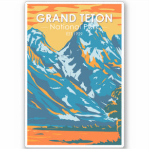 Grand Teton nationalpark Wyoming Retro Klistermärken