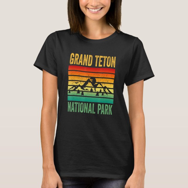 Grand Teton nationalpark Wyoming Retro Sunset Sou T Shirt (Framsida)