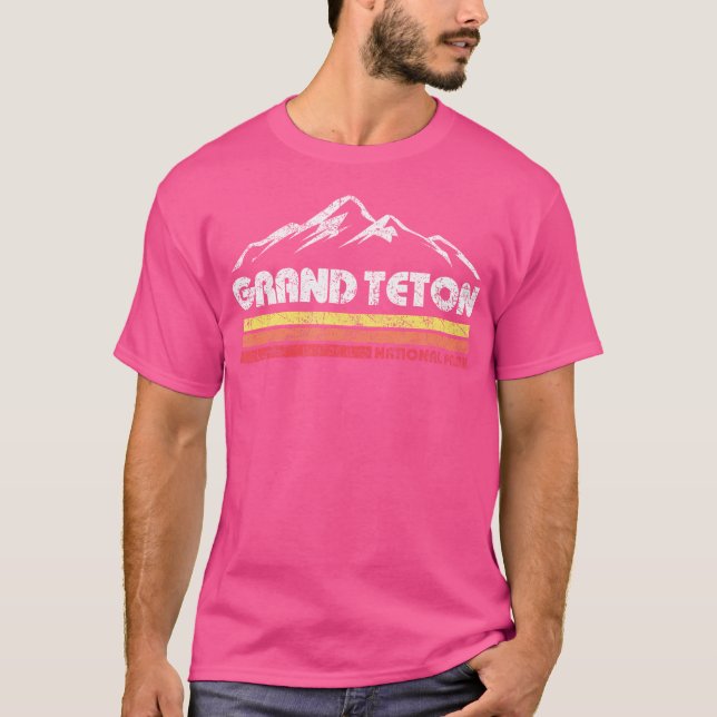 Grand Teton nationalpark Wyoming Retro Throwback T Shirt (Framsida)