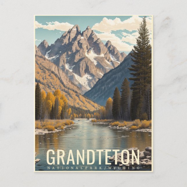 GRAND TETON NATIONALPARKEN VYKORT (Framsida)
