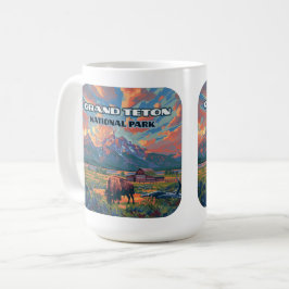 Grand Teton nationalparksbergen Bison Wyoming Kaffemugg