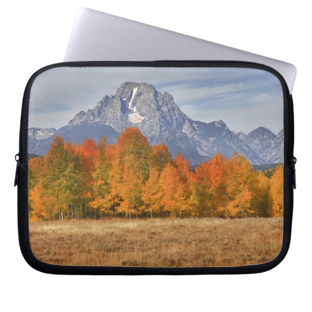 Grand Teton NP, Mount Moran och asp-träd Laptop Sleeve (Framsidan)