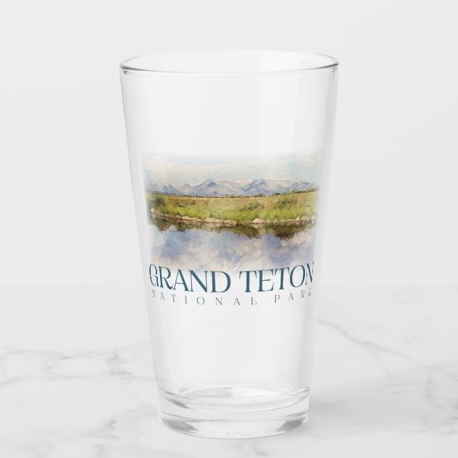 Grand Teton Pint Glass, nationalparken Tumbler Glaskopp (Framsida)