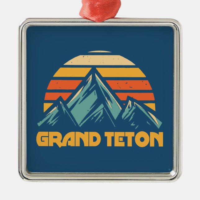 Grand Teton Retro Turkos Julgransprydnad Metall (Framsidan)