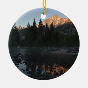 Grand Teton Sunrise i Cottonwood Bäck Julgransprydnad Keramik