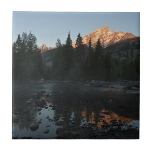 Grand Teton Sunrise i Cottonwood Bäck Kakelplatta