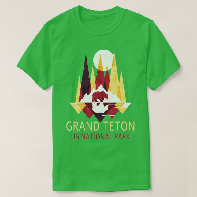 Grand Teton US National Park Backacking Camping H T Shirt (Design framsida)