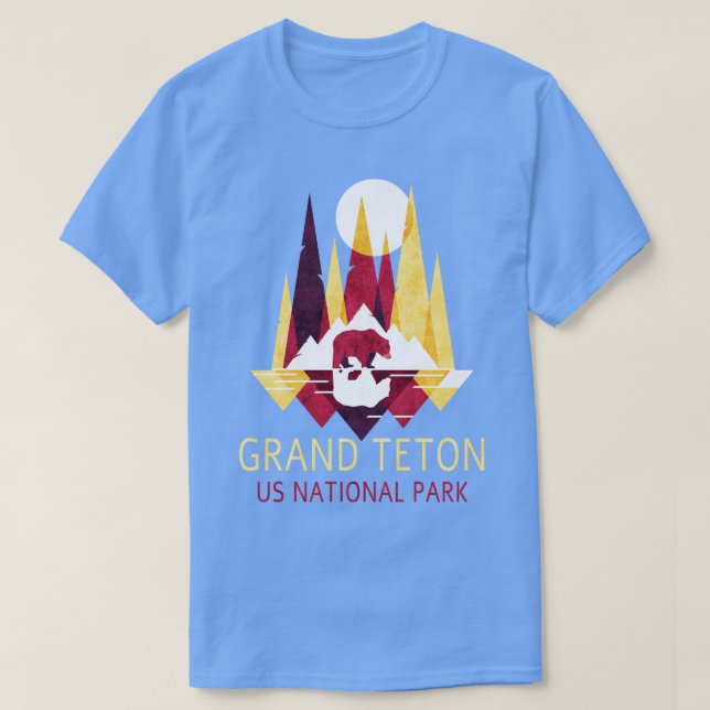 Grand Teton US National Park Backacking Camping H T Shirt (Design framsida)