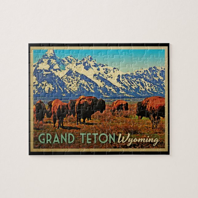 Grand Teton Wyoming Buffalo Pussel (Horisontell)