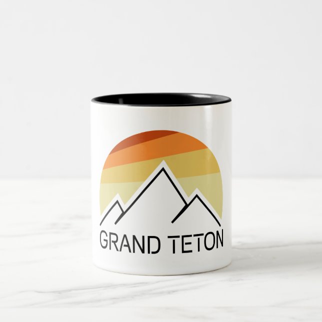 Grand Teton Wyoming Retro Två-Tonad Mugg (Center)