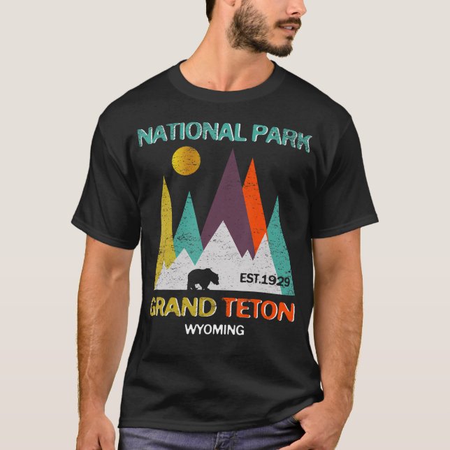 Grand Teton Wyoming Us nationalpark Camping Hikin T Shirt (Framsida)