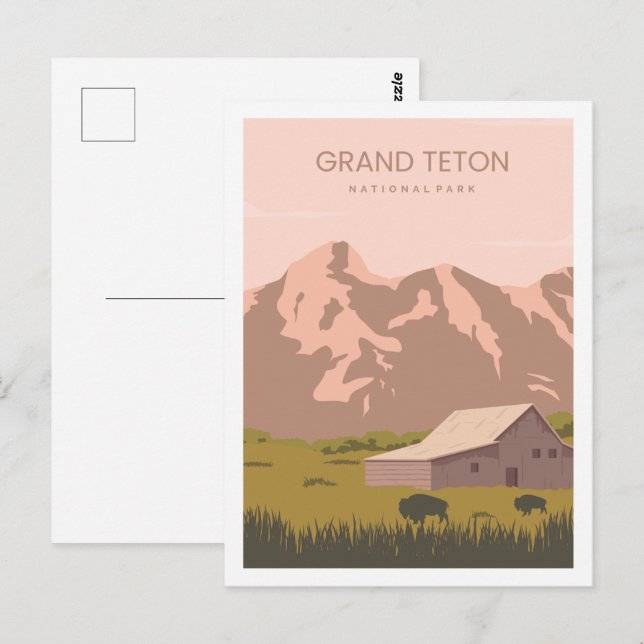 Grand Teton Wyoming USA Travel Ställe Illustration Vykort (Fram/baksida)