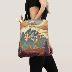Grand Teton Wyoming Vintage resor Illustration Tygkasse
