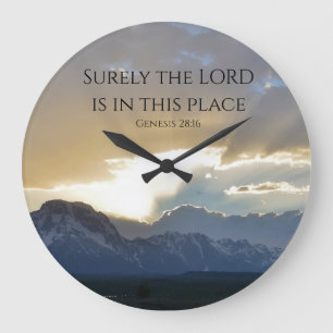 Grand Tetons Bible Scripture Stor Klocka