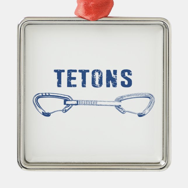 Grand Tetons klättring Quickdraw Julgransprydnad Metall (Framsidan)