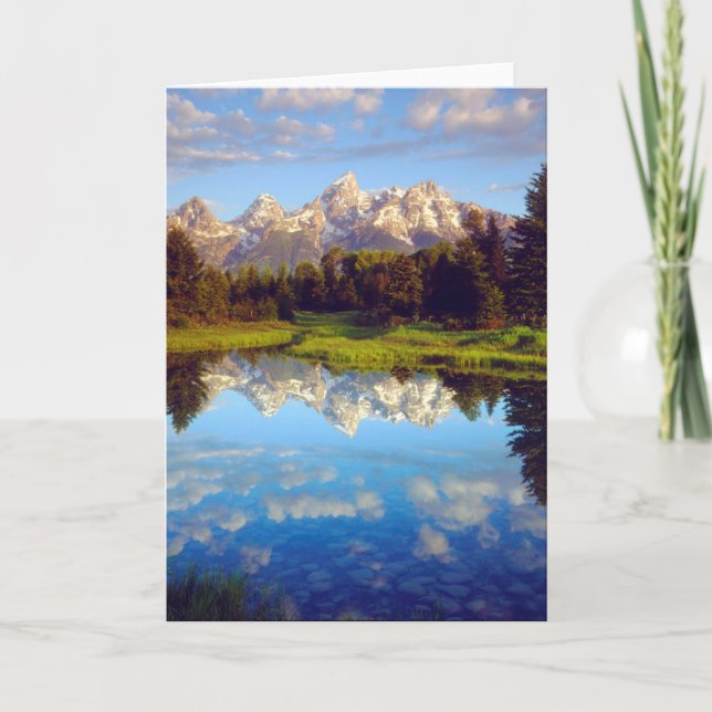Grand Tetons som reflekterar i floden Snake Kort (Framsida)