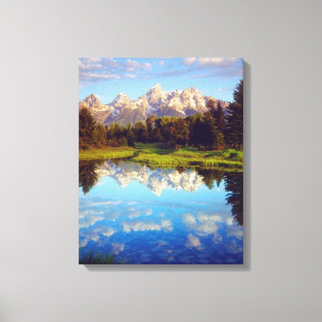 Grand Tetons speglas i Snake River Canvastryck (Framsida)