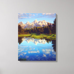 Grand Tetons speglas i Snake River Canvastryck