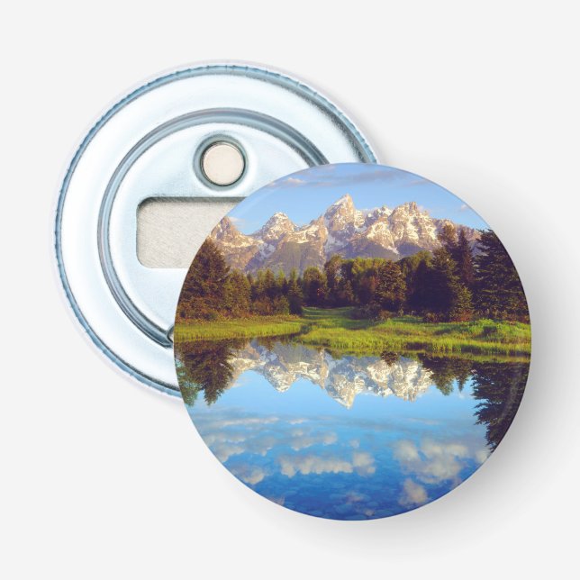 Grand Tetons speglas i Snake River Flasköppnare (Framsidan)