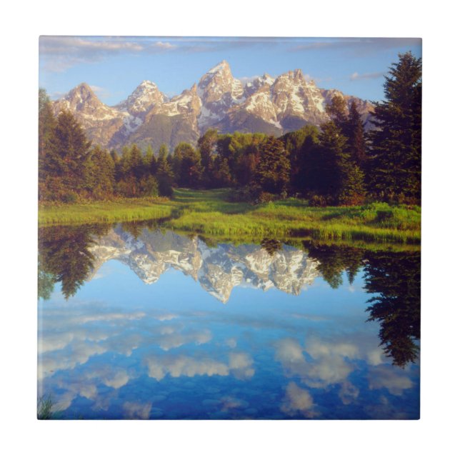 Grand Tetons speglas i Snake River Kakelplatta (Framsidan)