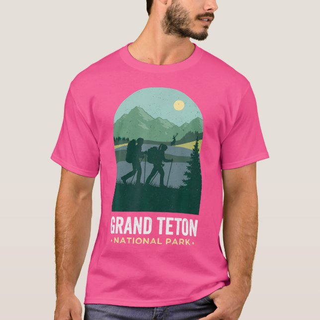 Grand Tetons Tshirt Hiking Retro Grand Teton Natio T Shirt (Framsida)