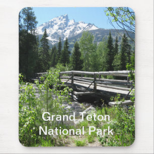 Grand Tetons Vår Snö och Wood Bridge Musmatta