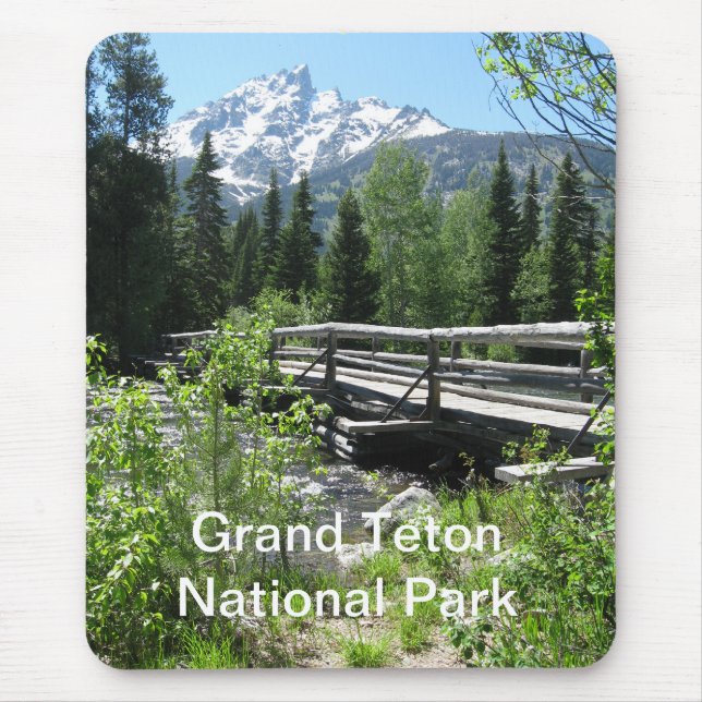 Grand Tetons Vår Snö och Wood Bridge Musmatta (Framsidan)