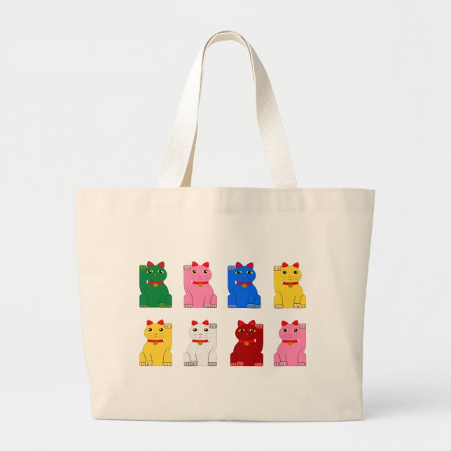 Grand Tote Bag maneki neko Jumbo Tygkasse (Framsidan)