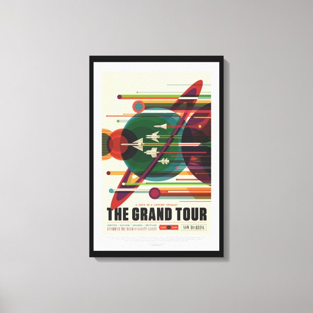Grand Tour Retro NASA Travel Poster Wrapped Canvas (Framsida)