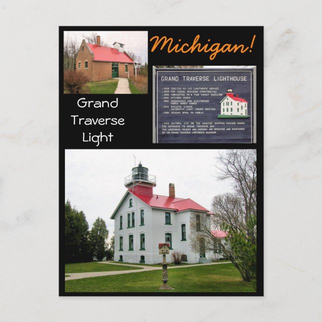 Grand Traverse Light Michigan! Vykort (Framsida)