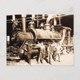 Grand Trunk Railroad Shop & Besättning - Vintage Vykort