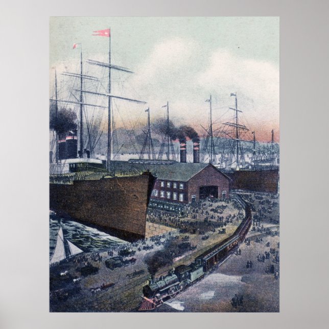 Grand Trunk Ry Portland, Maine Steamship Wharf Poster (Framsidan)
