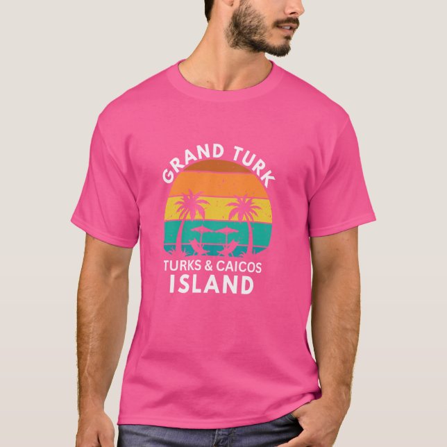 Grand Turk Island Turks & Caicos Retro Tropical Su T Shirt (Framsida)