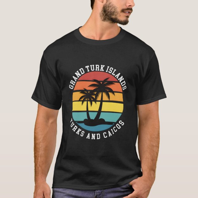 Grand Turk Islands Turks And Caicos Palm Trees T Shirt (Framsida)