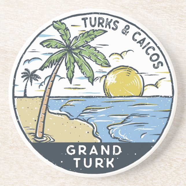 Grand Turk Turks och Caicos-Vintagen Underlägg (Framsidan)