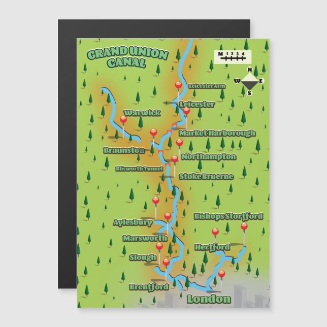 Grand Union Canal Karta (Fram/baksida)