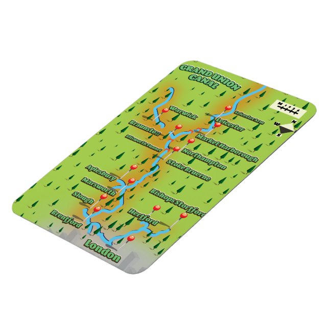 Grand Union Canal Karta Magnet (Vänstra Sidan)