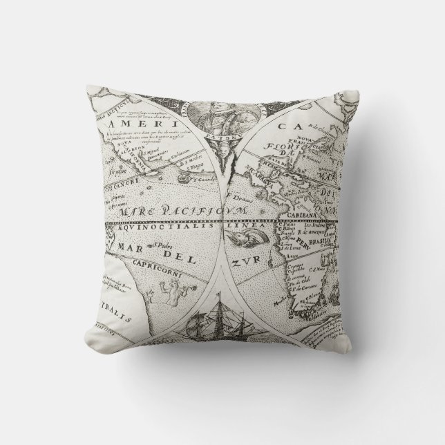 Grand Voyages Old Antique General Karta World Kudde (Framsida)