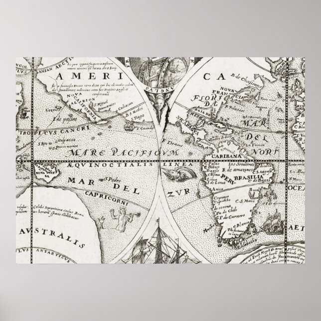 Grand Voyages Old Antique General Karta World Poster (Framsidan)