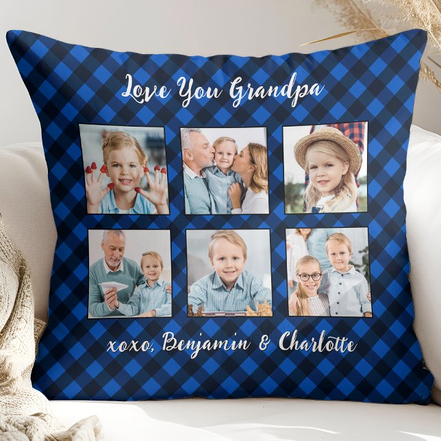Granda Gift Personlig Photo Collage Blue Play Kudde (Skapare uppladdad)