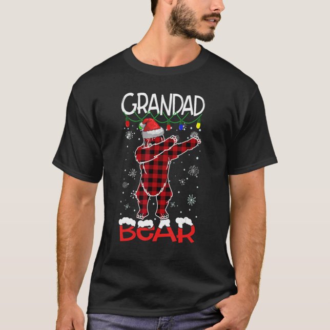 Grandad Bear Dabbing Buffalo Play Ljus Christma T Shirt (Framsida)