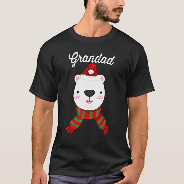 Grandad Bear Santa Hat-julmatchningsfamiljen T Shirt (Framsida)