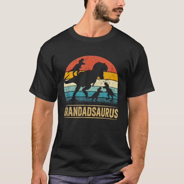 Grandad Dinosaur T Rex Grandadsaurus 3 Kids Far T Shirt (Framsida)