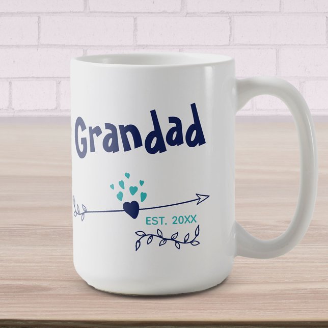 Grandad Est 20xx - Hearts & Arrows - Two Tone Blue Kaffemugg (Skapare uppladdad)