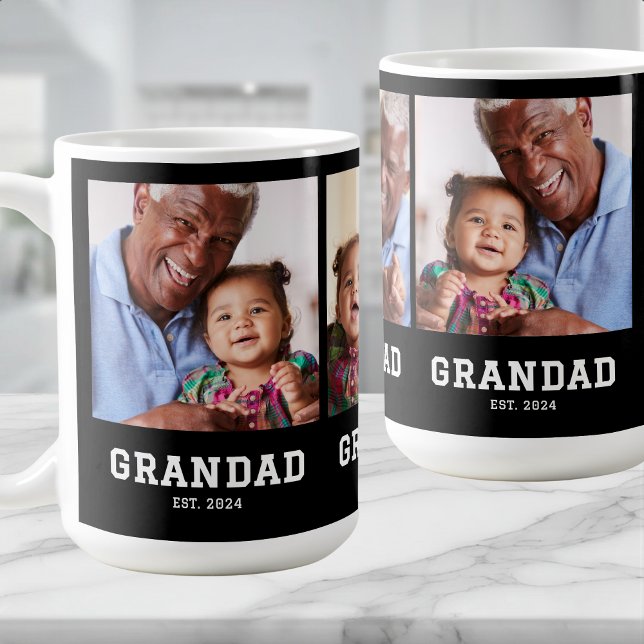 Grandad Established Bold Black 3 Photo Kaffemugg (Skapare uppladdad)
