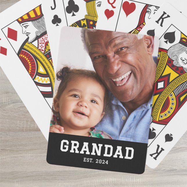 Grandad Established Bold Black Photo Casinokort (Skapare uppladdad)
